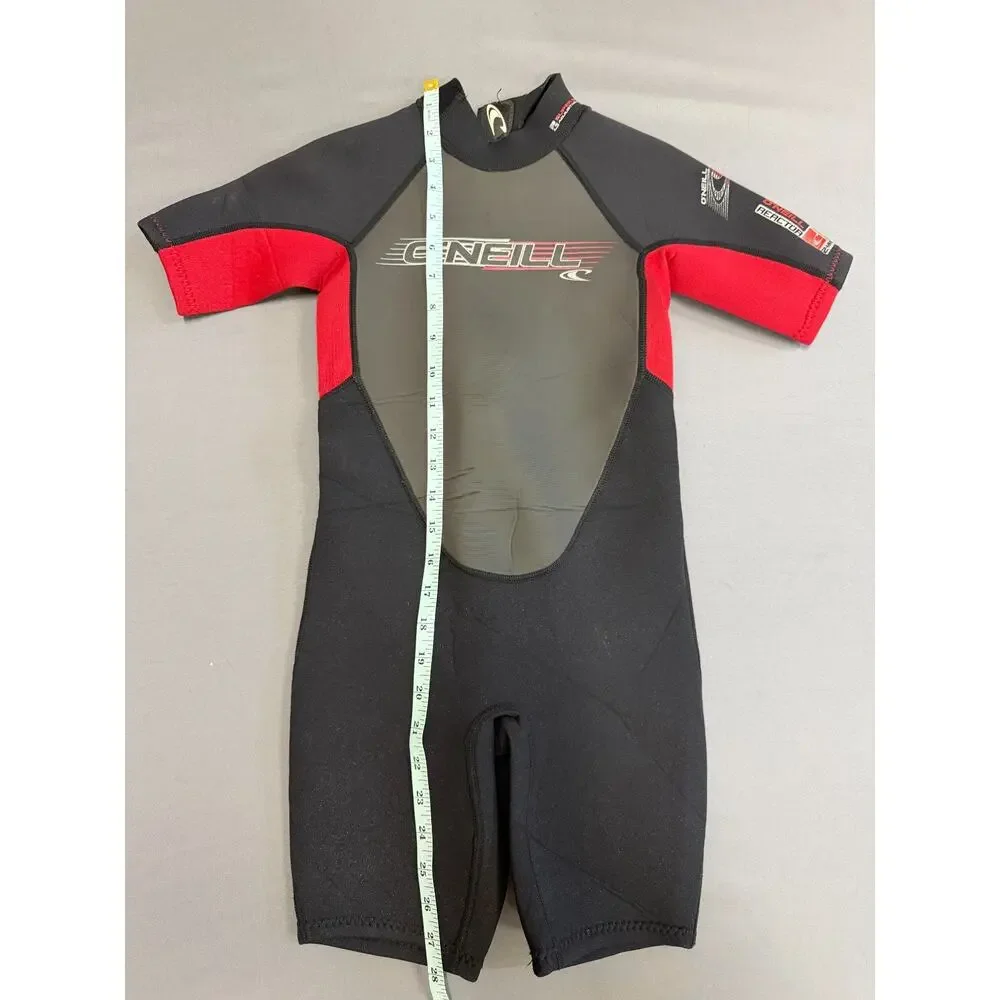 O'neill Reactor 2mm Youth Wetsuit Short Sleeve Shorty Black & Red Size 8